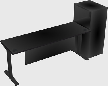 Single motor electric desk w/cabinet