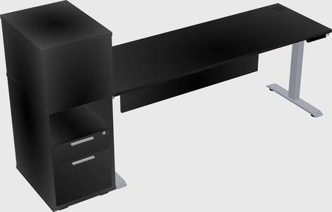 Single motor electric desk w/cabinet