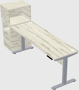Single motor electric desk w/cabinet