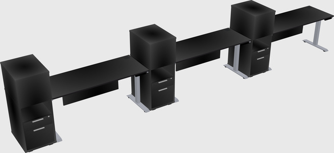 Single motor electric desk w/cabinet