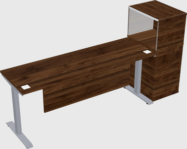 Single motor electric desk w/cabinet