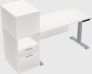 Single motor electric desk w/cabinet