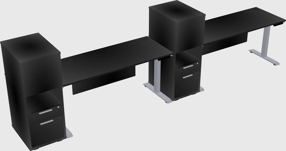 Single motor electric desk w/cabinet