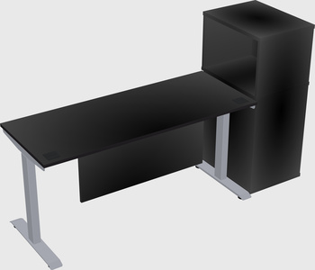 Single motor electric desk w/cabinet
