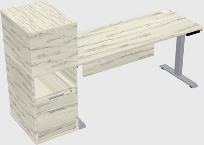Single motor electric desk w/cabinet