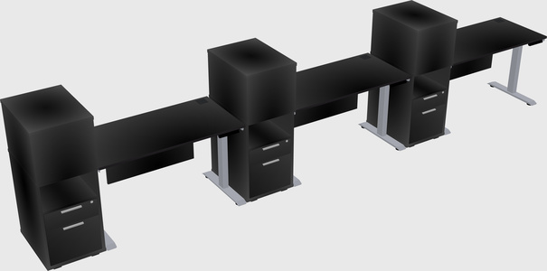Single motor electric desk w/cabinet