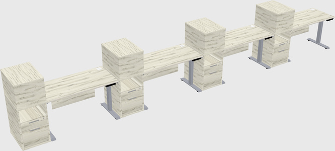 Single Motor Electric Desk W/cabinet