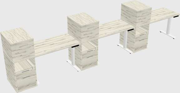 Single motor electric desk w/cabinet