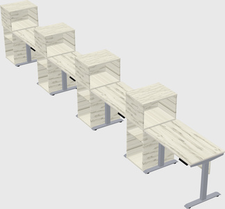 Single motor electric desk w/cabinet