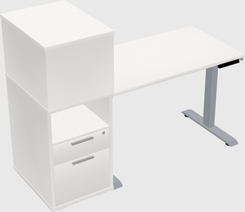 Single motor electric desk w/cabinet