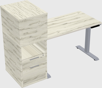Single motor electric desk w/cabinet