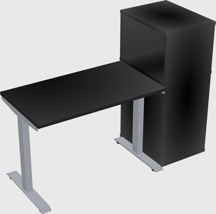 Single motor electric desk w/cabinet