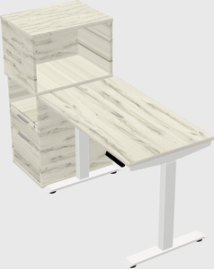 Single motor electric desk w/cabinet