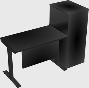 Single motor electric desk w/cabinet