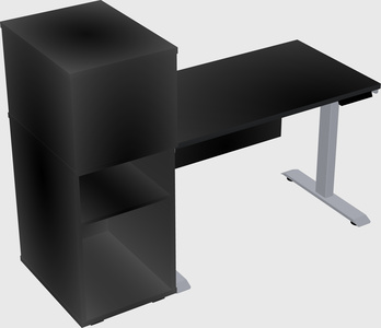 Single motor electric desk w/cabinet