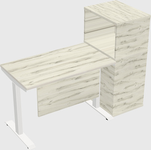 Single motor electric desk w/cabinet