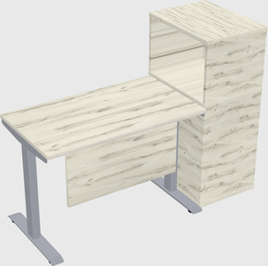 Single motor electric desk w/cabinet