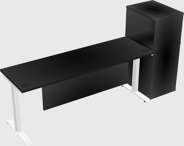 Single motor electric desk w/cabinet