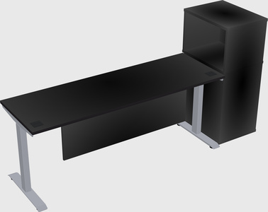 Single motor electric desk w/cabinet