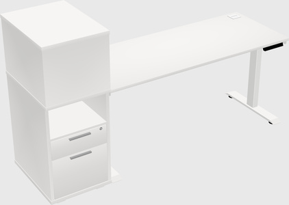 Single motor electric desk w/cabinet