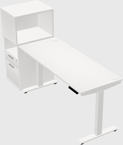 Single motor electric desk w/cabinet