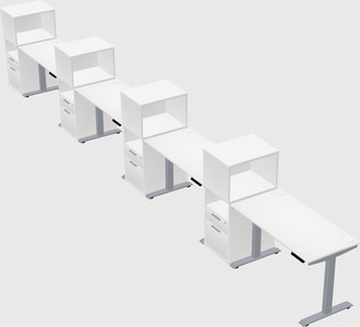 Single motor electric desk w/cabinet
