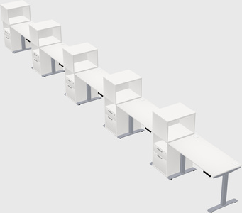 Single motor electric desk w/cabinet