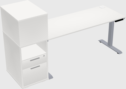 Single motor electric desk w/cabinet