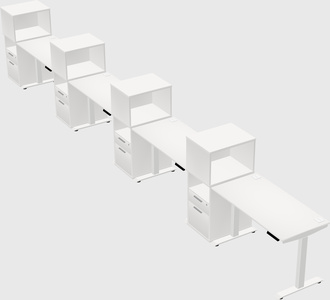 Single motor electric desk w/cabinet