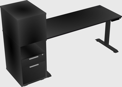 Single motor electric desk w/cabinet