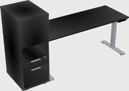 Single motor electric desk w/cabinet