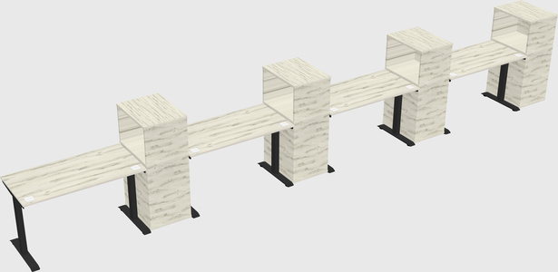 Single motor electric desk w/cabinet