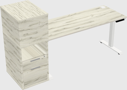 Single motor electric desk w/cabinet