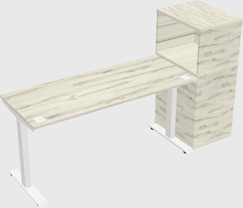 Single motor electric desk w/cabinet