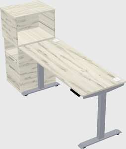 Single motor electric desk w/cabinet