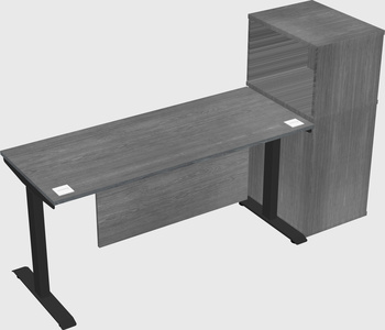 Single motor electric desk w/cabinet