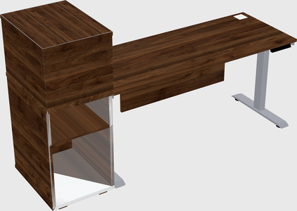 Single motor electric desk w/cabinet