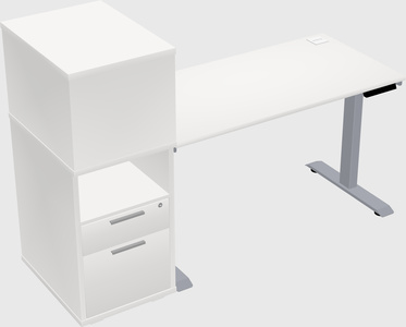 Single motor electric desk w/cabinet