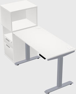 Single motor electric desk w/cabinet