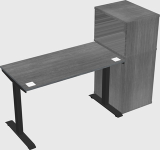 Single motor electric desk w/cabinet