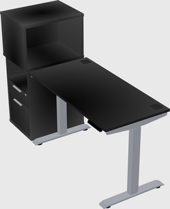 Single motor electric desk w/cabinet
