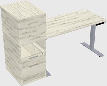 Single motor electric desk w/cabinet