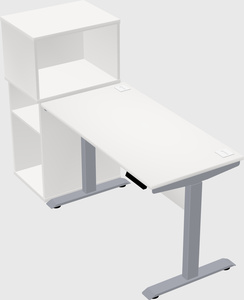 Single motor electric desk w/cabinet