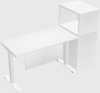 Single motor electric desk w/cabinet