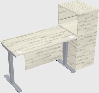 Single motor electric desk w/cabinet