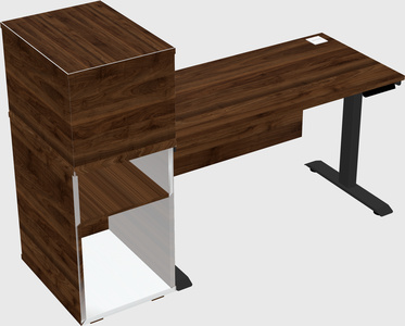 Single motor electric desk w/cabinet