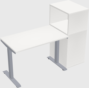 Single motor electric desk w/cabinet
