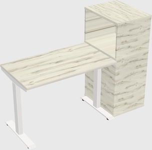 Single motor electric desk w/cabinet