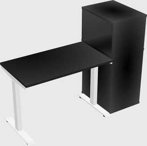 Single motor electric desk w/cabinet