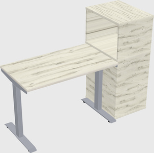 Single motor electric desk w/cabinet